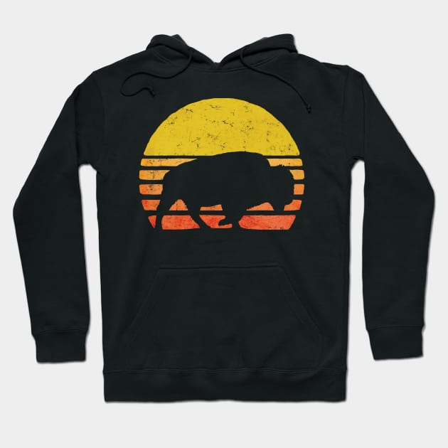 Retro American bison Buffalo Sunset Hoodie by Beltschazar